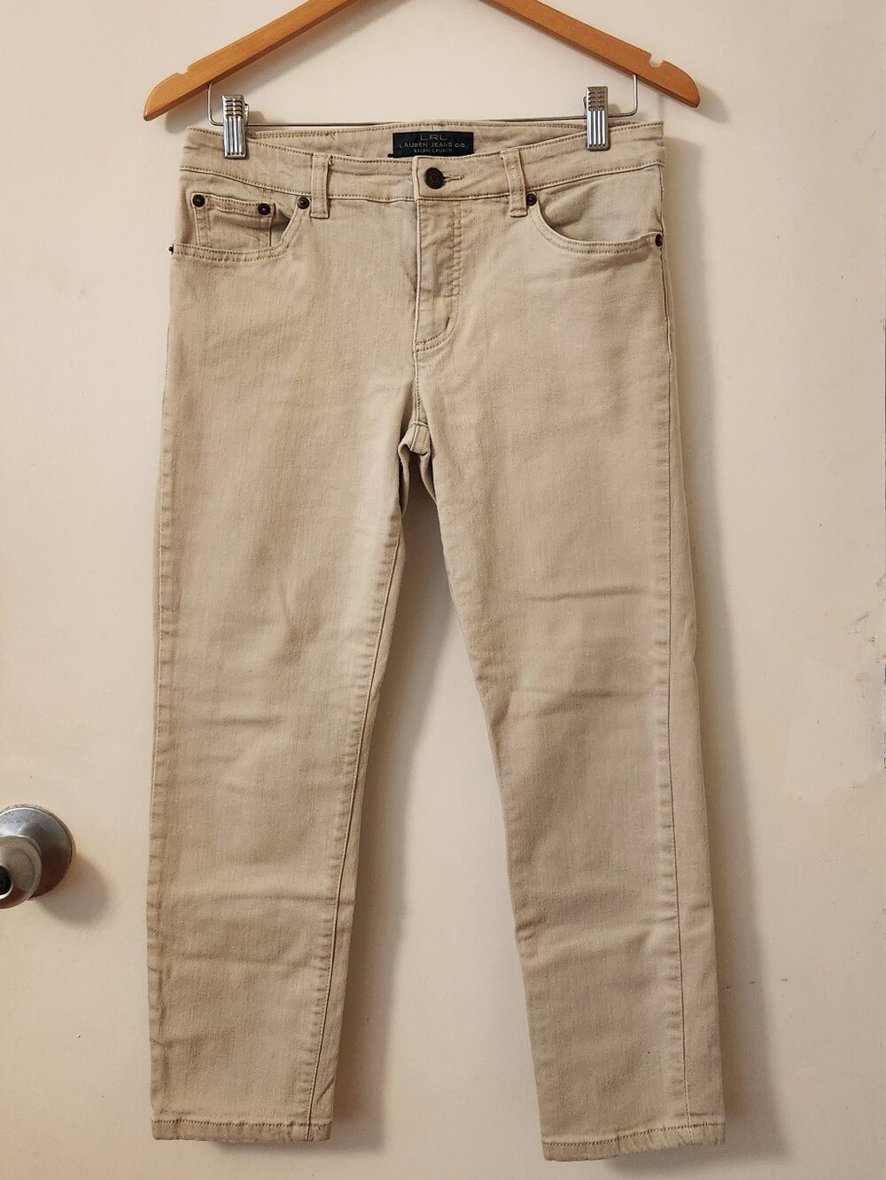 Beige denim capris